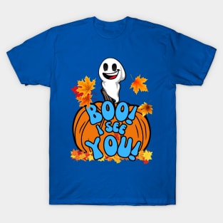 Cute Fall Halloween ghost and pumpkin boo! I see you! T-Shirt